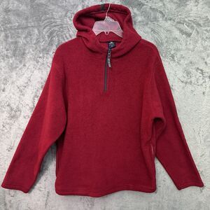 nautica jeans co. mens fleece hoodie med Thick Heavyweight 1/4 zip red pockets